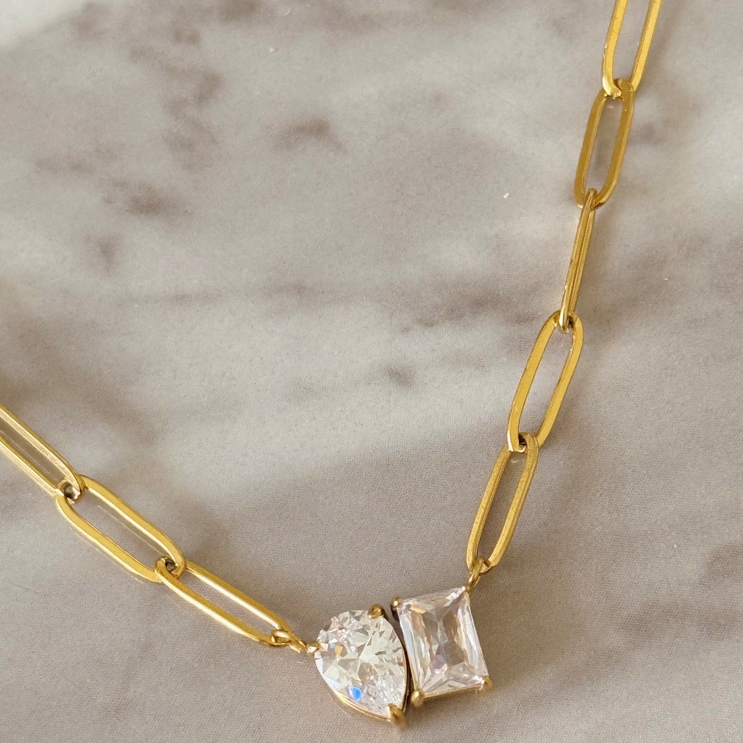 Diamond Detail Paper Clip Necklace