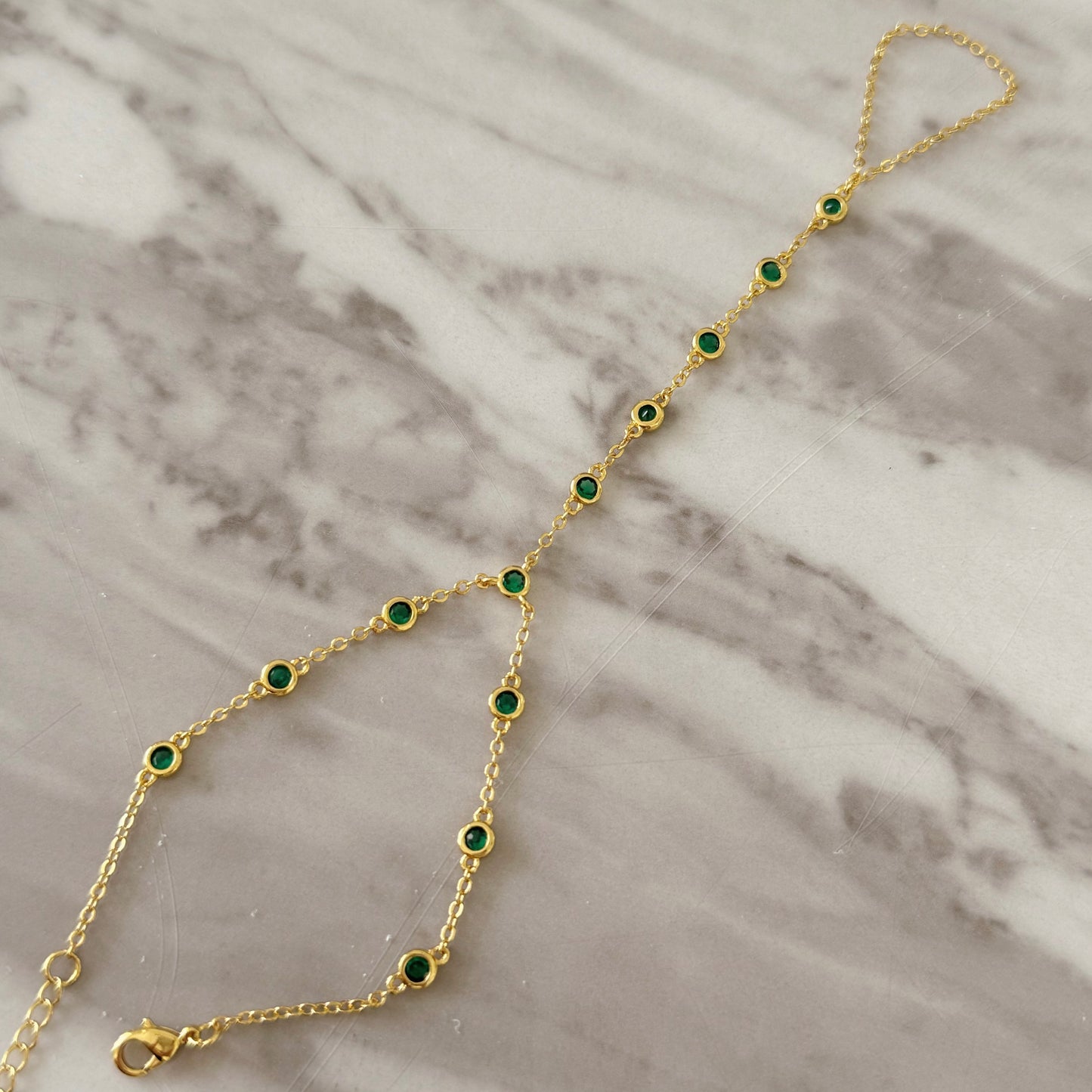 Emerald Diamond Hand Chain