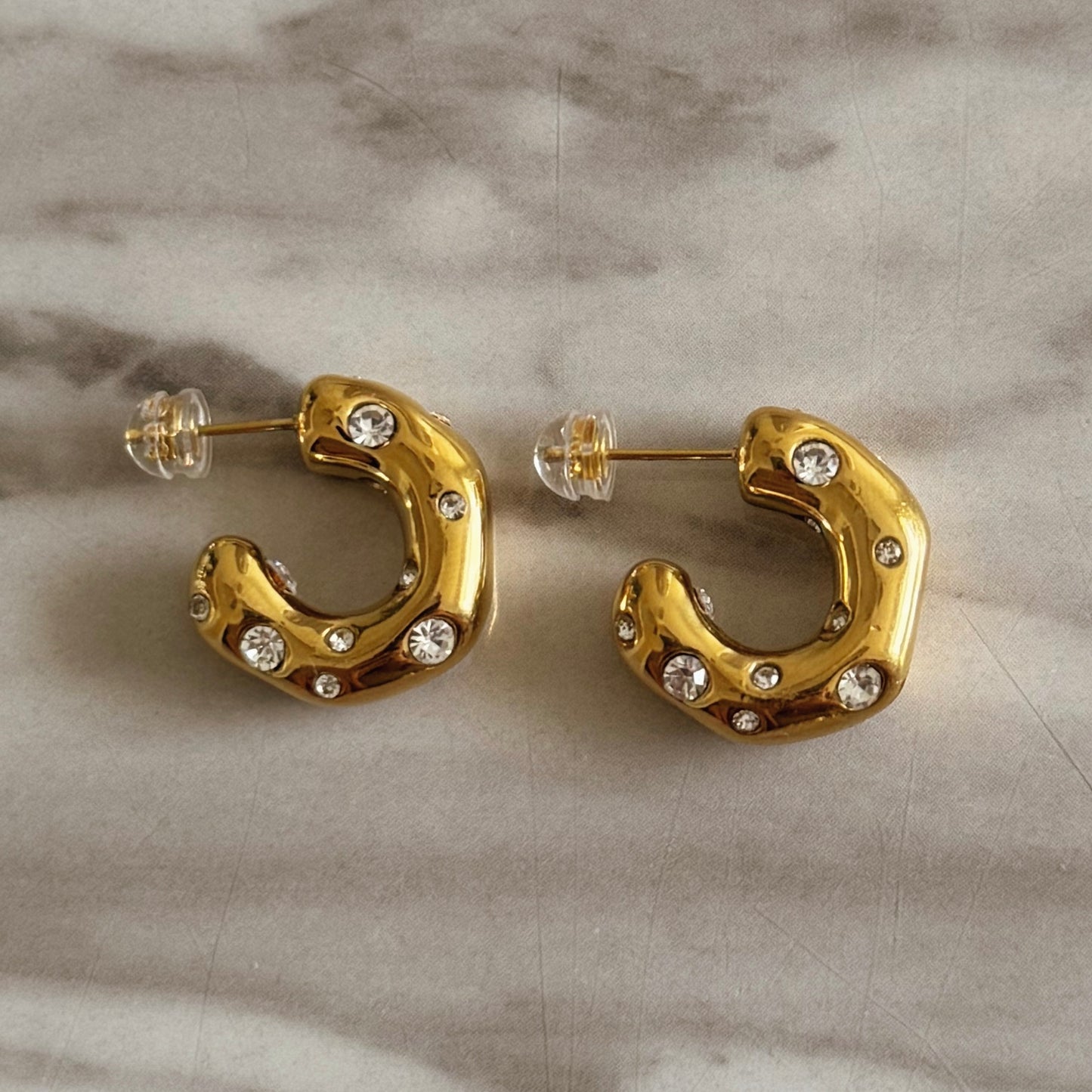 Mini Gold Diamond Hoops