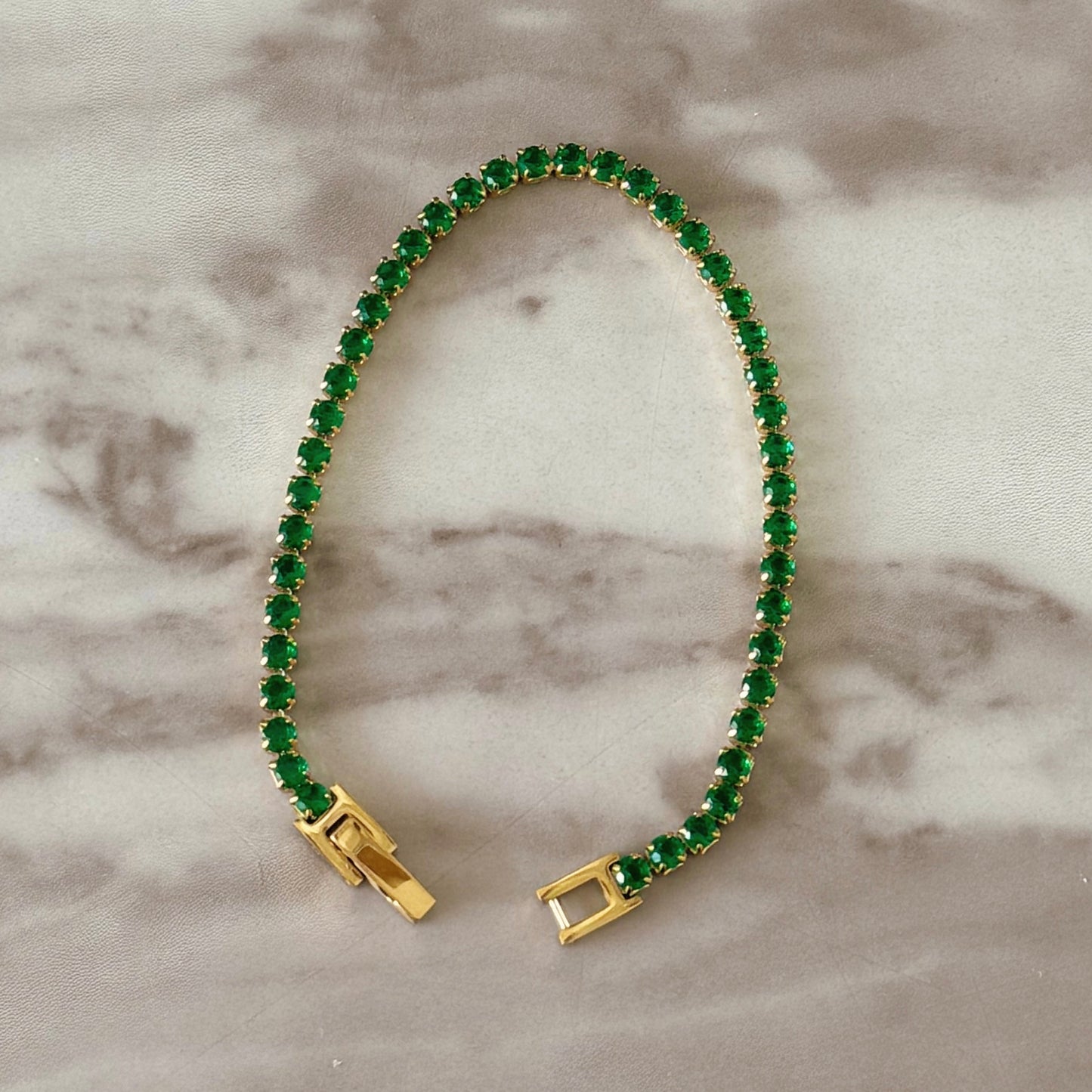 Thin Emerald Tennis Bracelet