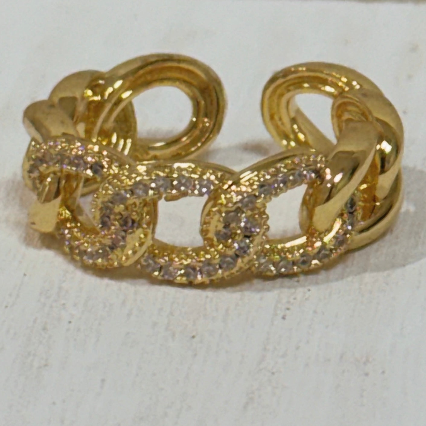 Gold Cuban Link Ring Ajustable