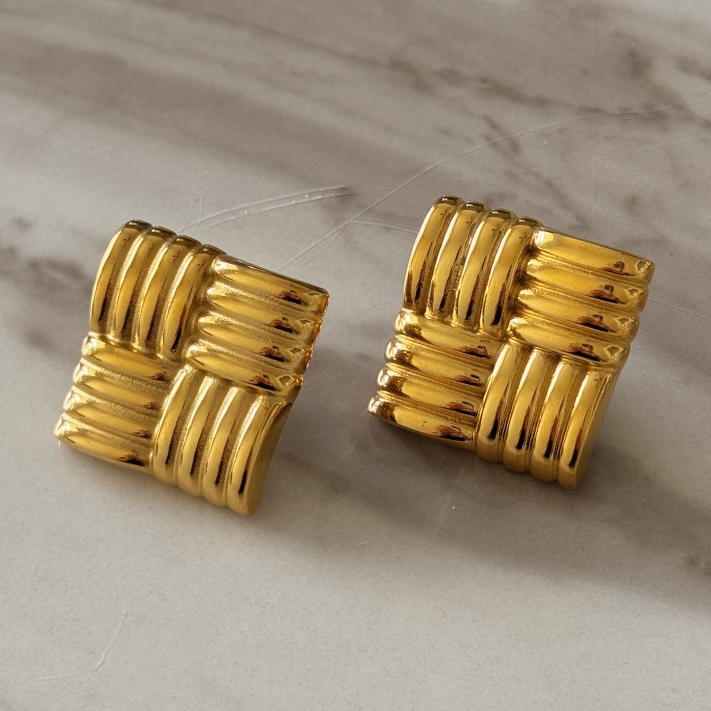 Square Texture Stud Earrings