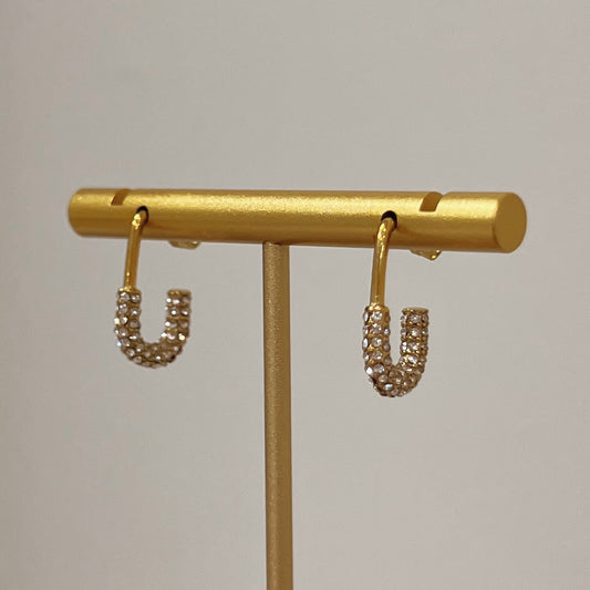 Safety Pin Diamond Earrings￼