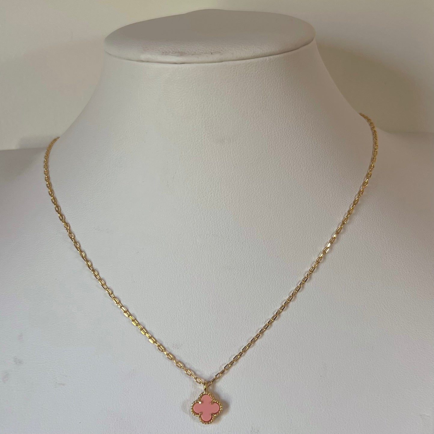 VCA Mini Pink Clover Necklace