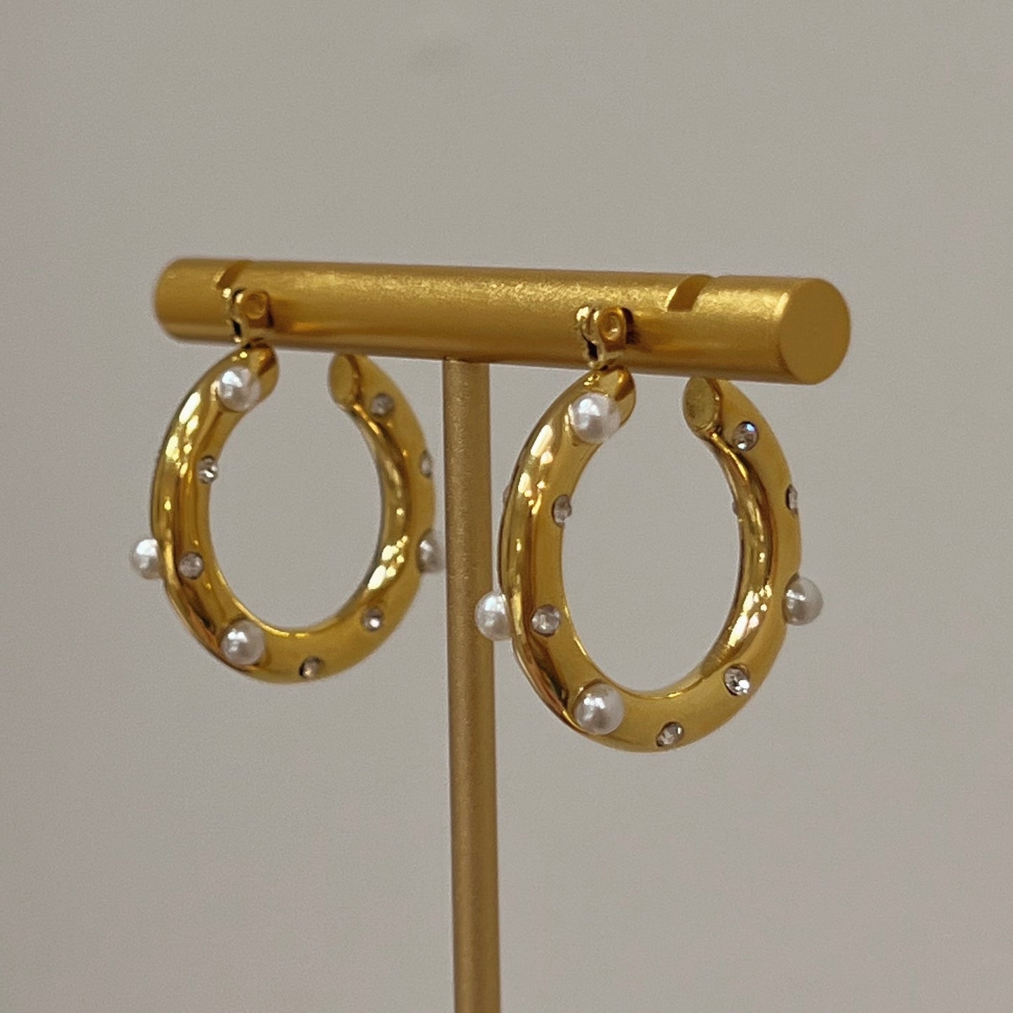 Pearl Gold Hoops