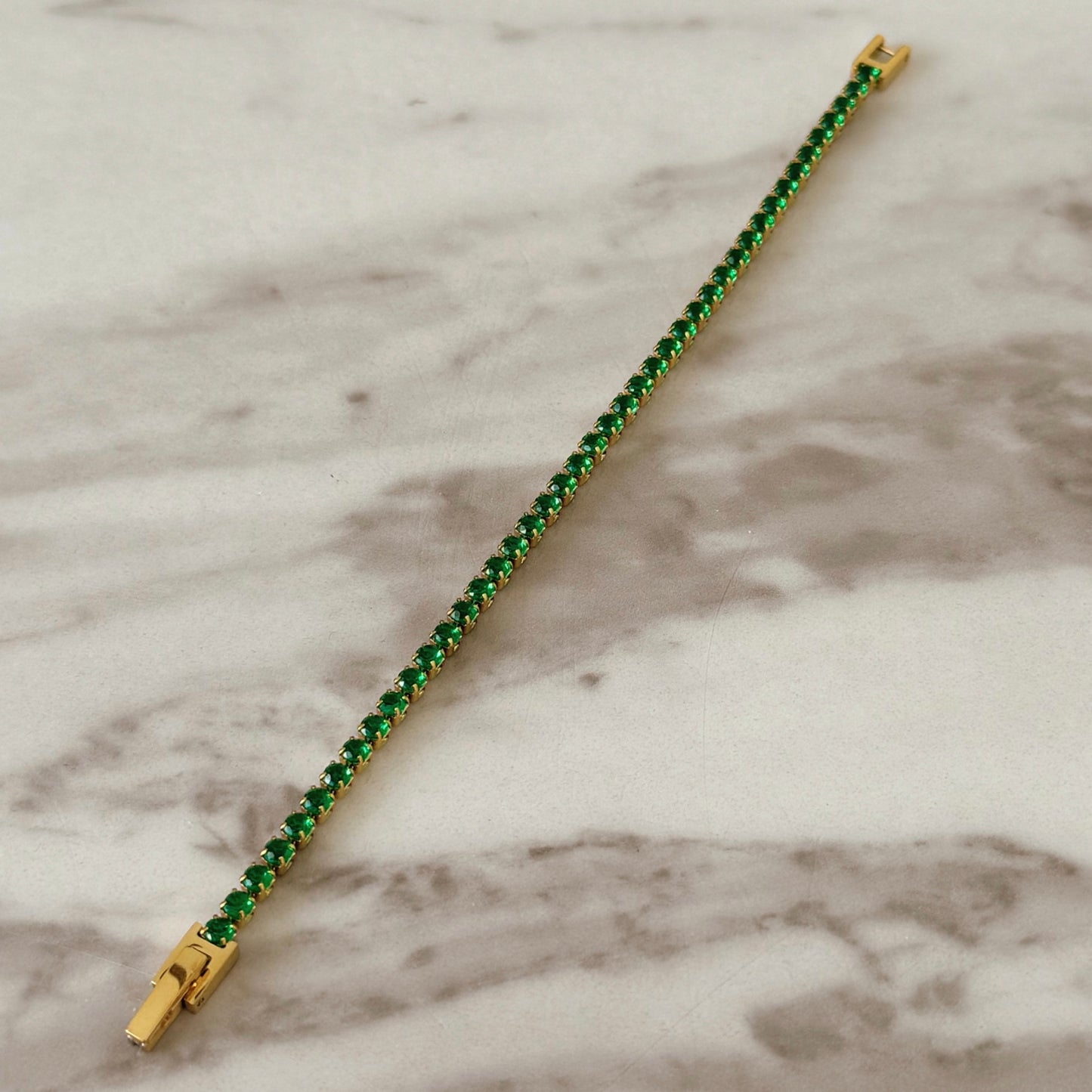 Thin Emerald Tennis Bracelet