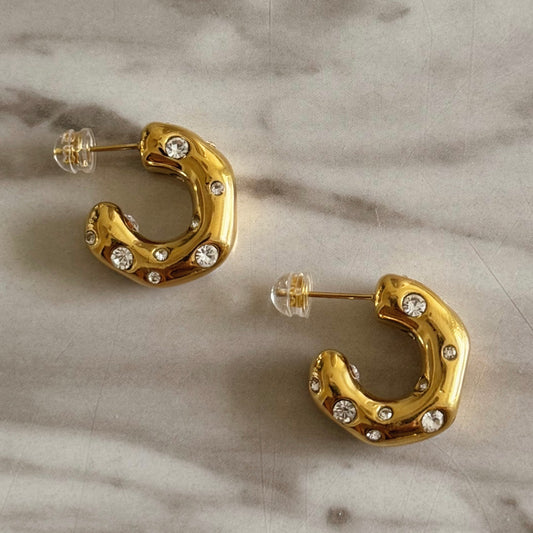 Mini Gold Diamond Hoops